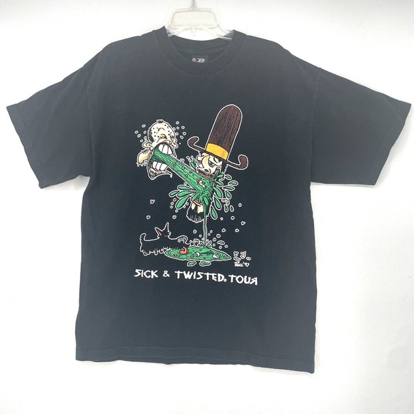 Vintage 90s Korn Nu Metal Sick And Twisted Tour Band T-Shirt Slipknot Size XL - Picture 1 of 9